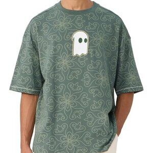 Souled Store Green Cotton Loose Fit Embroidered T-Shirt